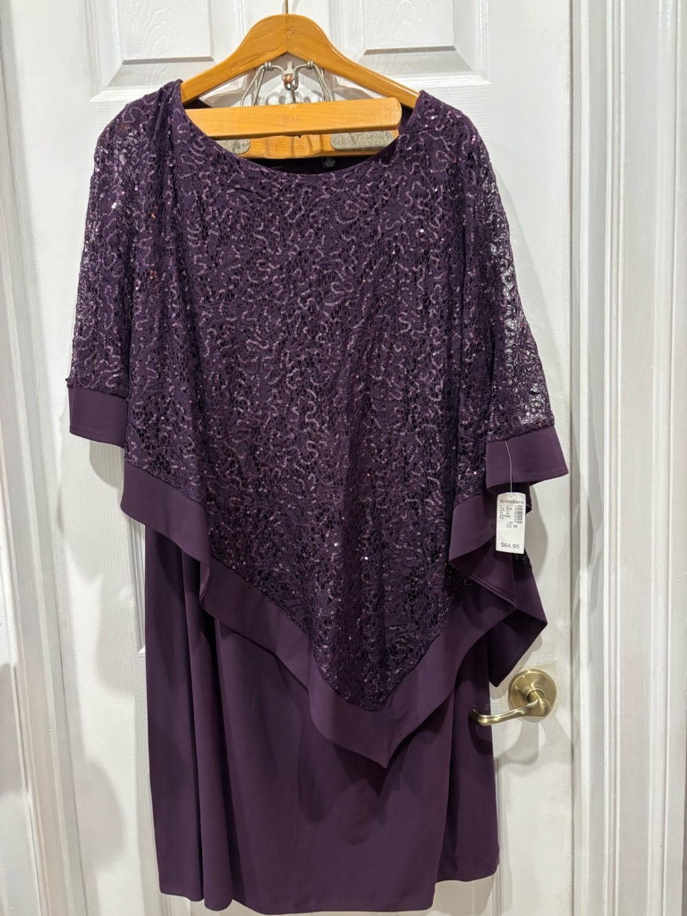 dressbarn Plum Sequin Lace Overlay Dress